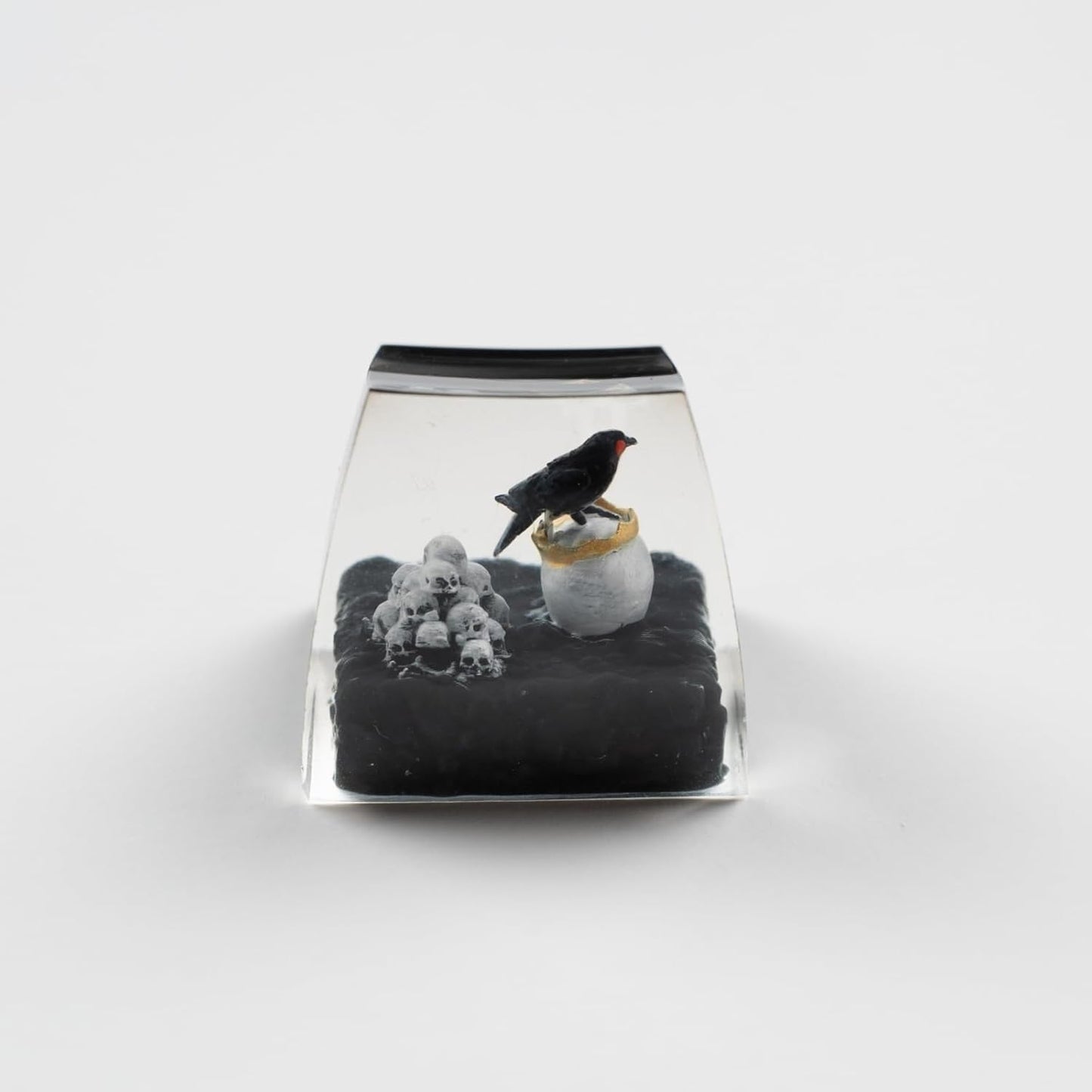 Artisan Keycaps Raven&Crow Resin Skull keycap ESC Custom Keycap 1U SA Prolfile Handmade Keycaps for MX Switch Mechanical Keyboards Key Cap (King_Skull)