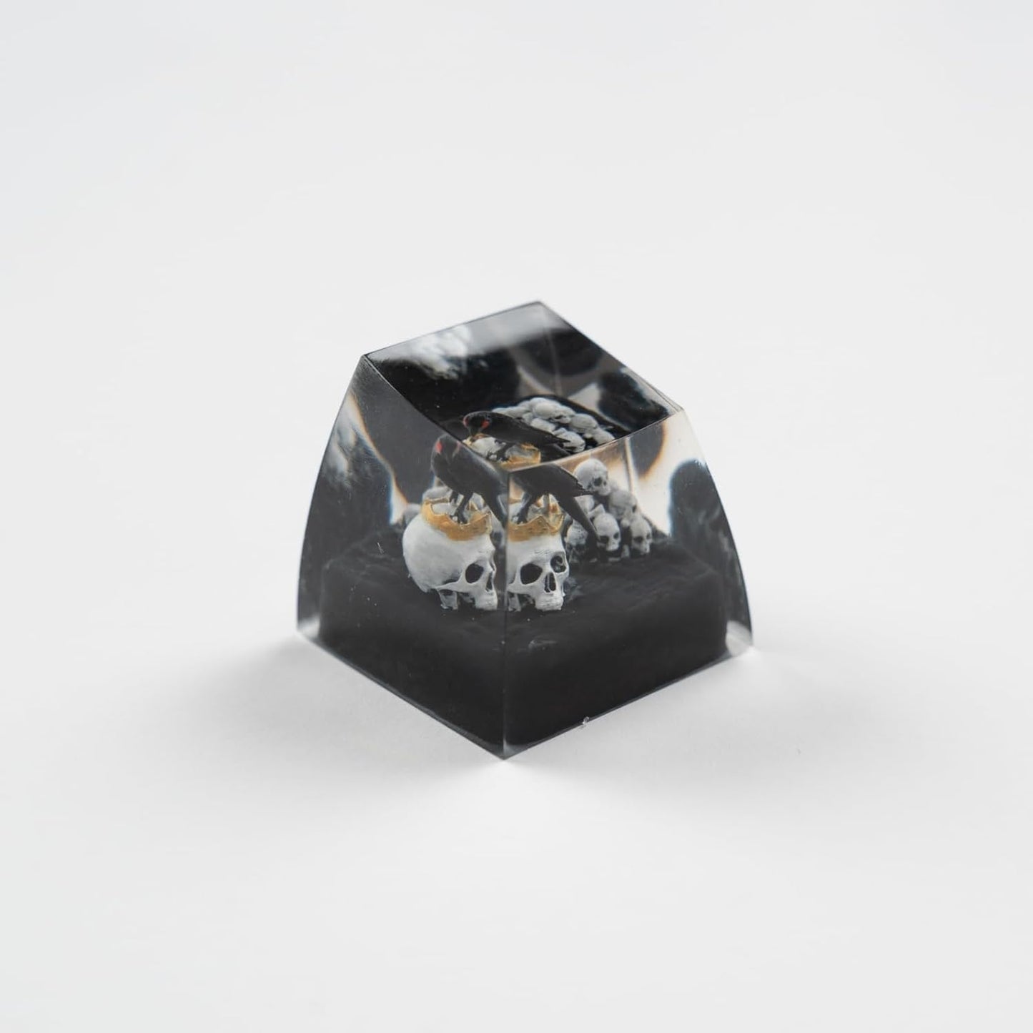 Artisan Keycaps Raven&Crow Resin Skull keycap ESC Custom Keycap 1U SA Prolfile Handmade Keycaps for MX Switch Mechanical Keyboards Key Cap (King_Skull)