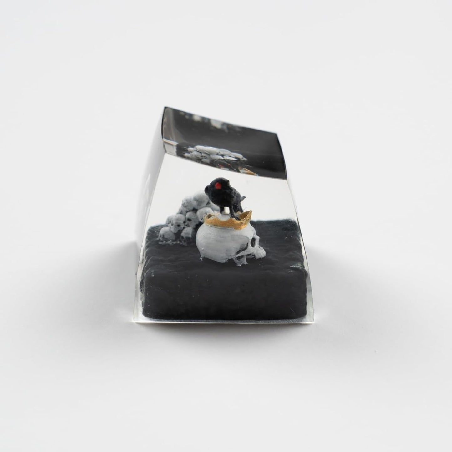 Artisan Keycaps Raven&Crow Resin Skull keycap ESC Custom Keycap 1U SA Prolfile Handmade Keycaps for MX Switch Mechanical Keyboards Key Cap (King_Skull)