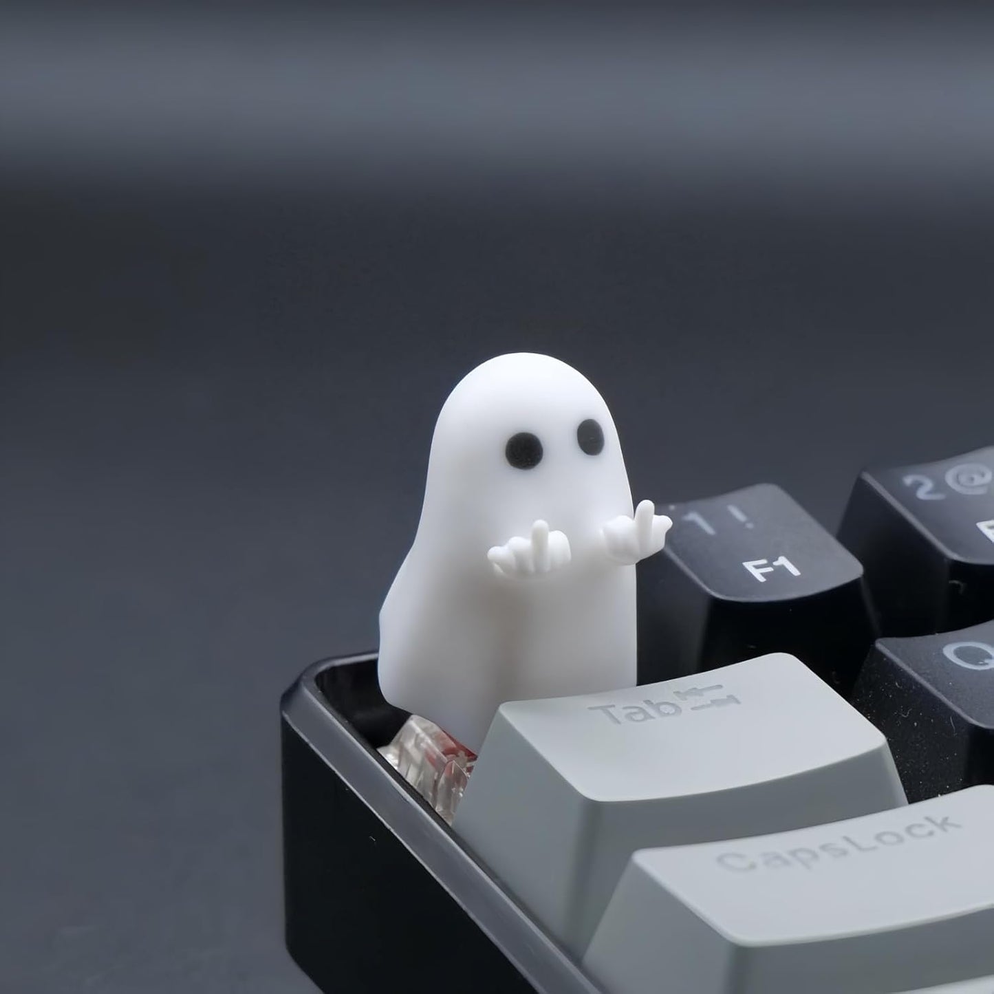 ULTRAEQUIP Artisan Keycaps - Cute Ghost Resin Keycaps 1U ESC Custom Handmade Keycap Replacement for Mechanical Keyboard (Hey-You Ghost, Opaque)