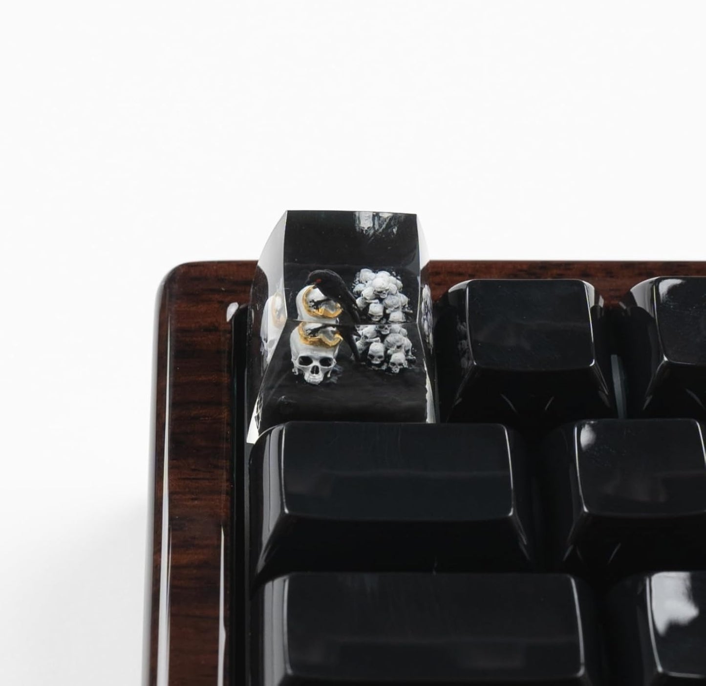 Artisan Keycaps Raven&Crow Resin Skull keycap ESC Custom Keycap 1U SA Prolfile Handmade Keycaps for MX Switch Mechanical Keyboards Key Cap (King_Skull)