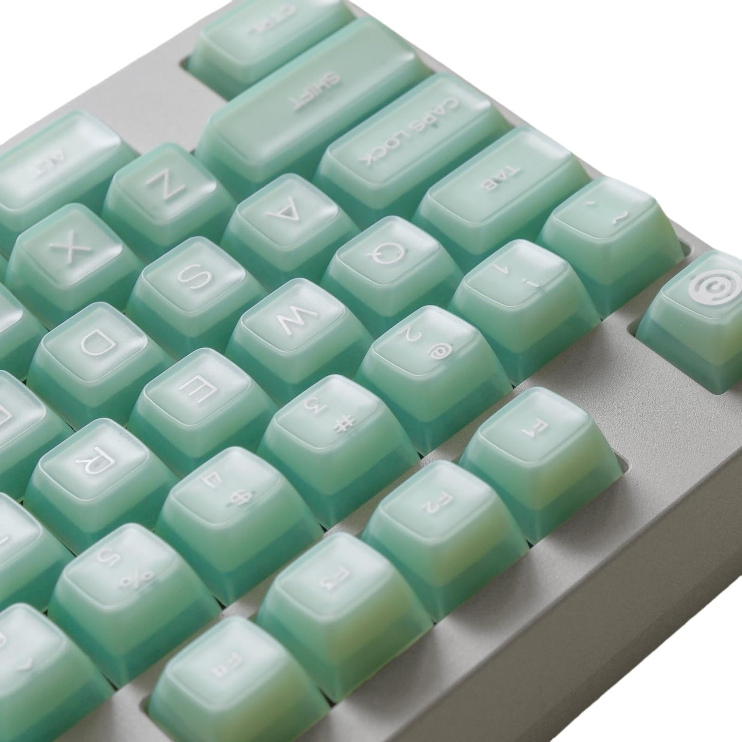 Emerald Jade Keycaps 142 Keys Double Shot PBT Keycaps RSA Profile, Translucent Green Shine Through, Custom Set for ISO ANSI 60, 75, 80, 95, 100% Mechanical Keyboard