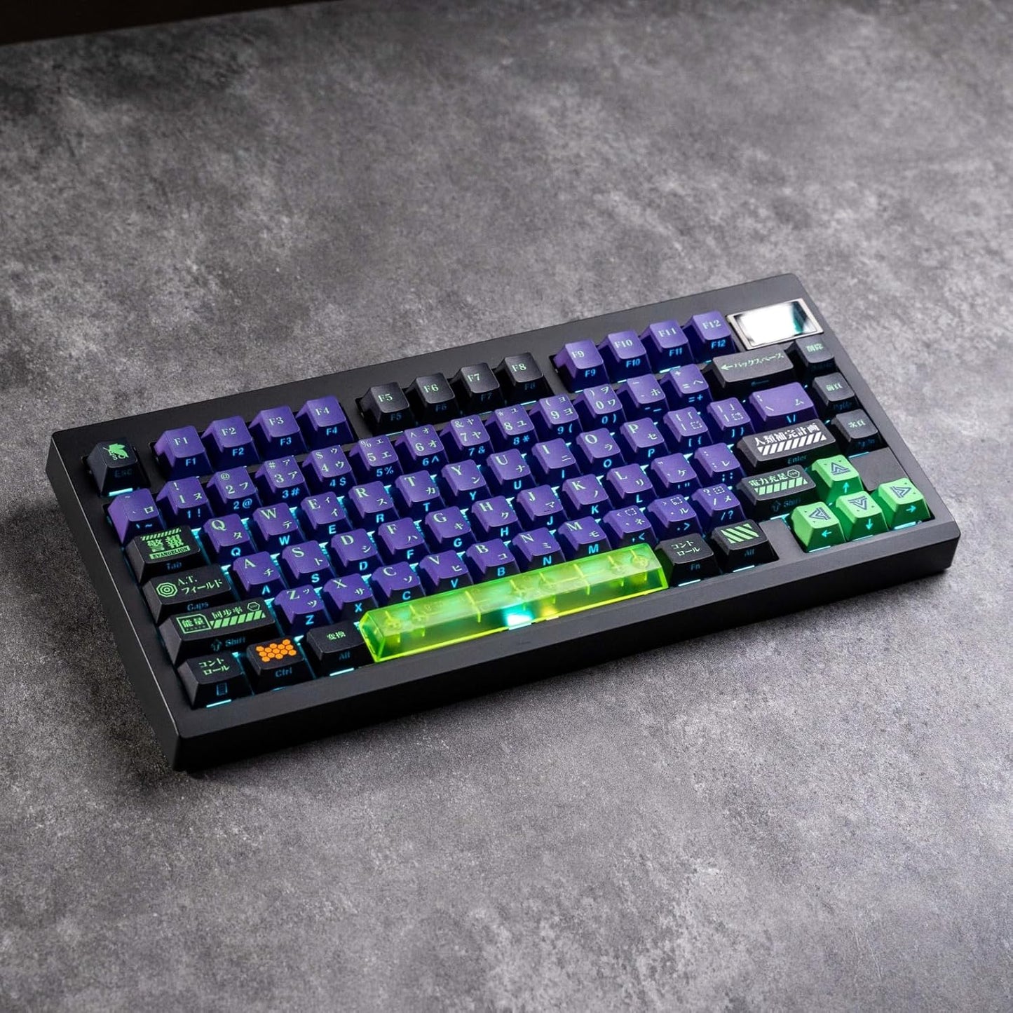 Keycaps Set - Side Printed Shine Through 139 Keys Japanese Transparent Cherry Profile Dye Sub Purple and Green Keycaps for Mechanical Keyboard Key Cap