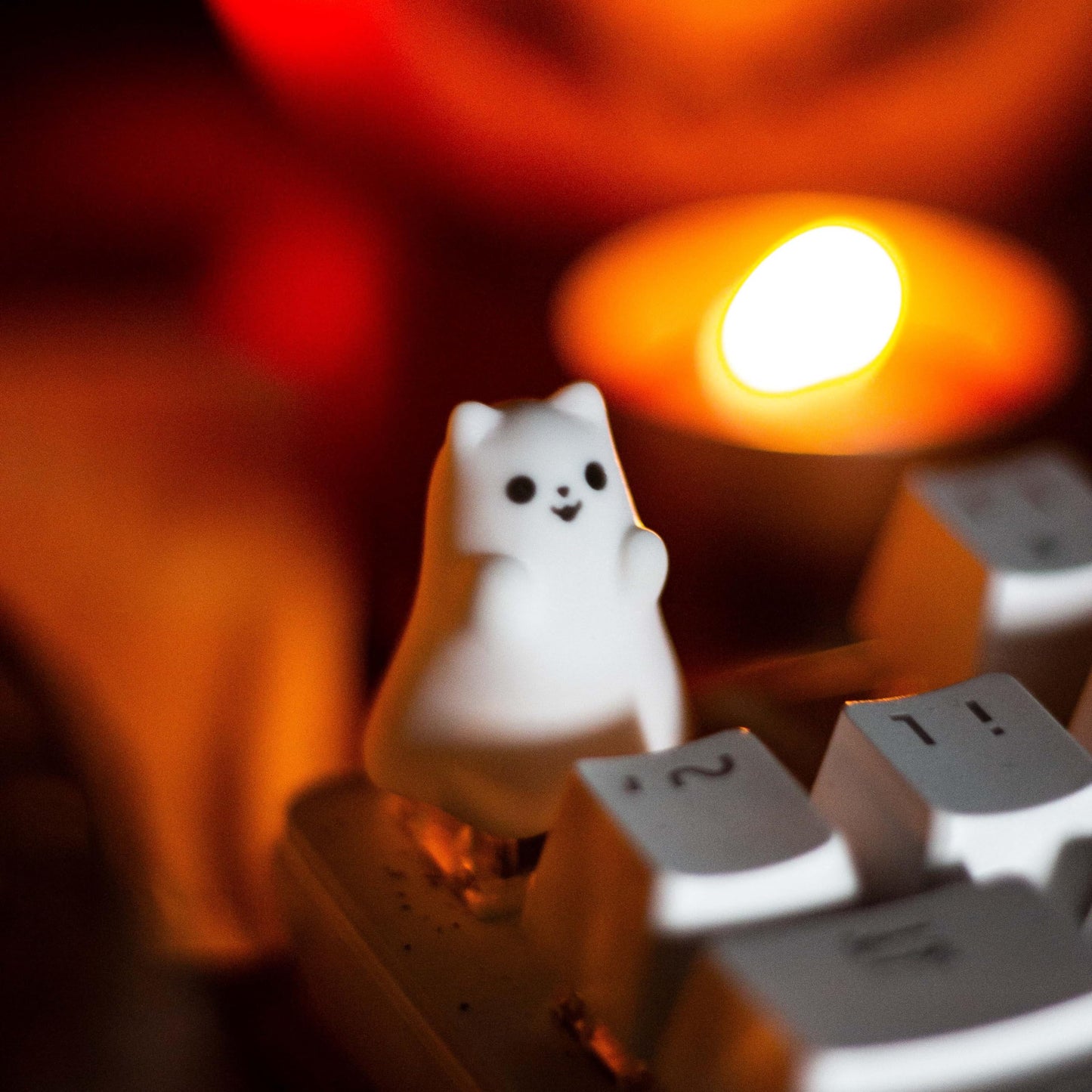 ULTRAEQUIP Artisan Keycaps - Cute Ghost Resin Keycaps 1U ESC Custom Handmade Keycap Replacement for Mechanical Keyboard (Hey-You Ghost, Opaque)