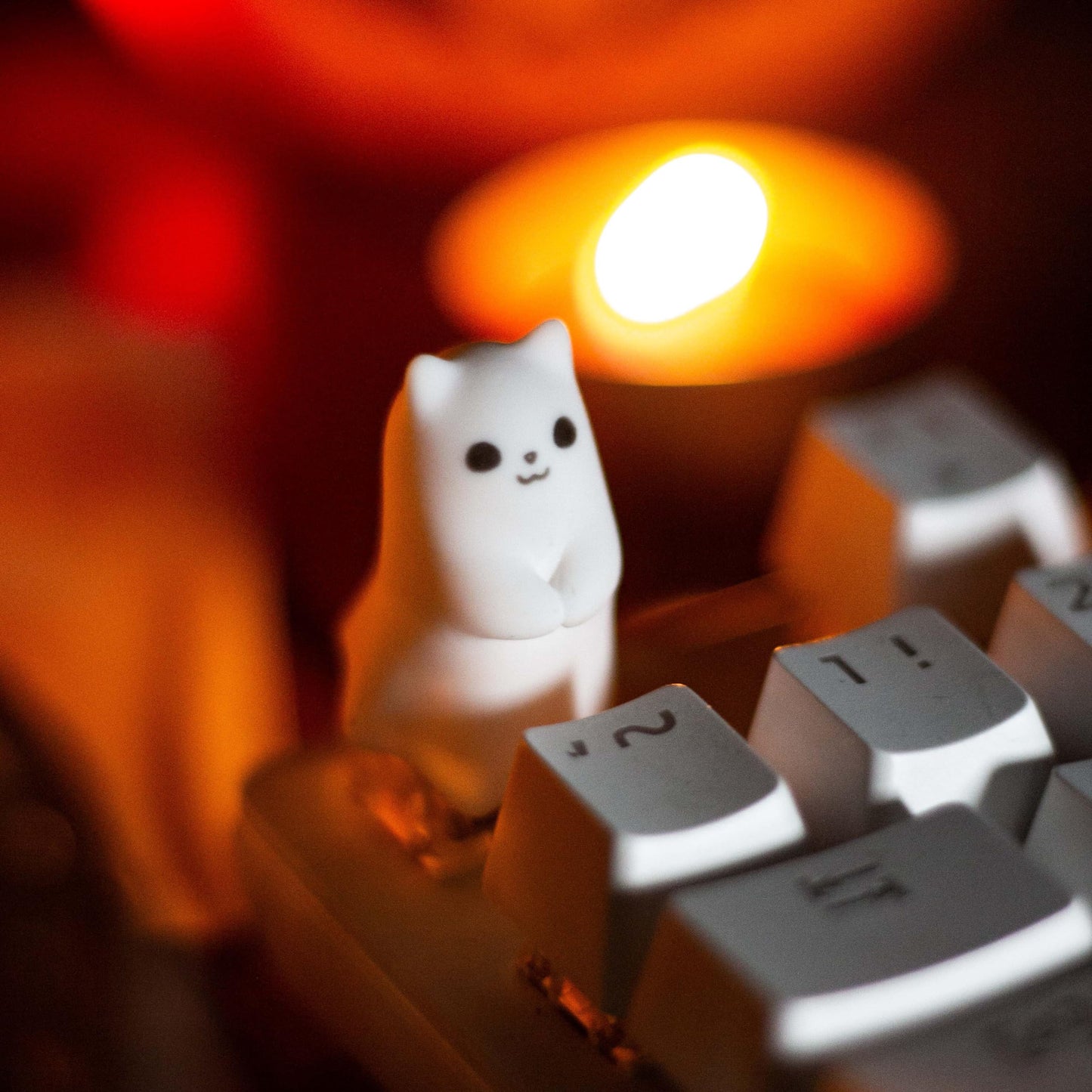 ULTRAEQUIP Artisan Keycaps - Cute Ghost Resin Keycaps 1U ESC Custom Handmade Keycap Replacement for Mechanical Keyboard (Hey-You Ghost, Opaque)