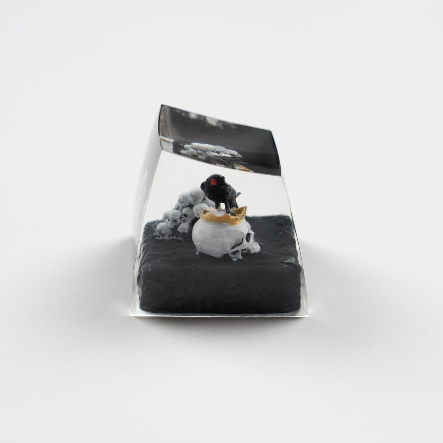 Artisan Keycaps Raven&Crow Resin Skull keycap ESC Custom Keycap 1U SA Prolfile Handmade Keycaps for MX Switch Mechanical Keyboards Key Cap (King_Skull)