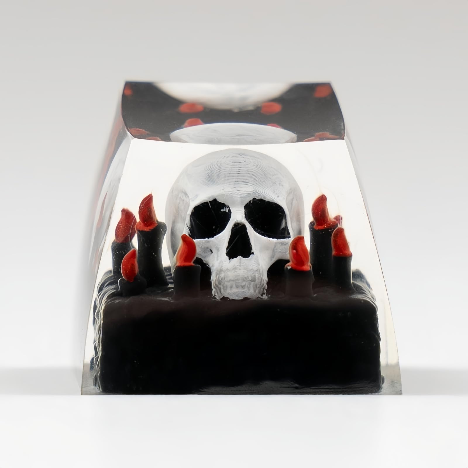 Artisan Keycaps Raven&Crow Resin Skull keycap ESC Custom Keycap 1U SA Prolfile Handmade Keycaps for MX Switch Mechanical Keyboards Key Cap (King_Skull)