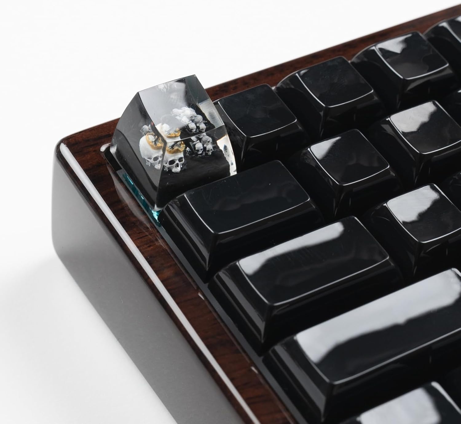 Artisan Keycaps Raven&Crow Resin Skull keycap ESC Custom Keycap 1U SA Prolfile Handmade Keycaps for MX Switch Mechanical Keyboards Key Cap (King_Skull)