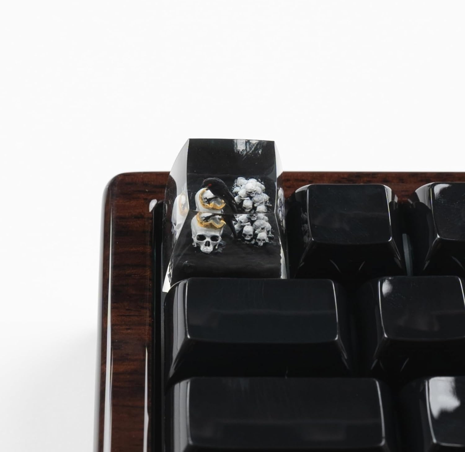 Artisan Keycaps Raven&Crow Resin Skull keycap ESC Custom Keycap 1U SA Prolfile Handmade Keycaps for MX Switch Mechanical Keyboards Key Cap (King_Skull)