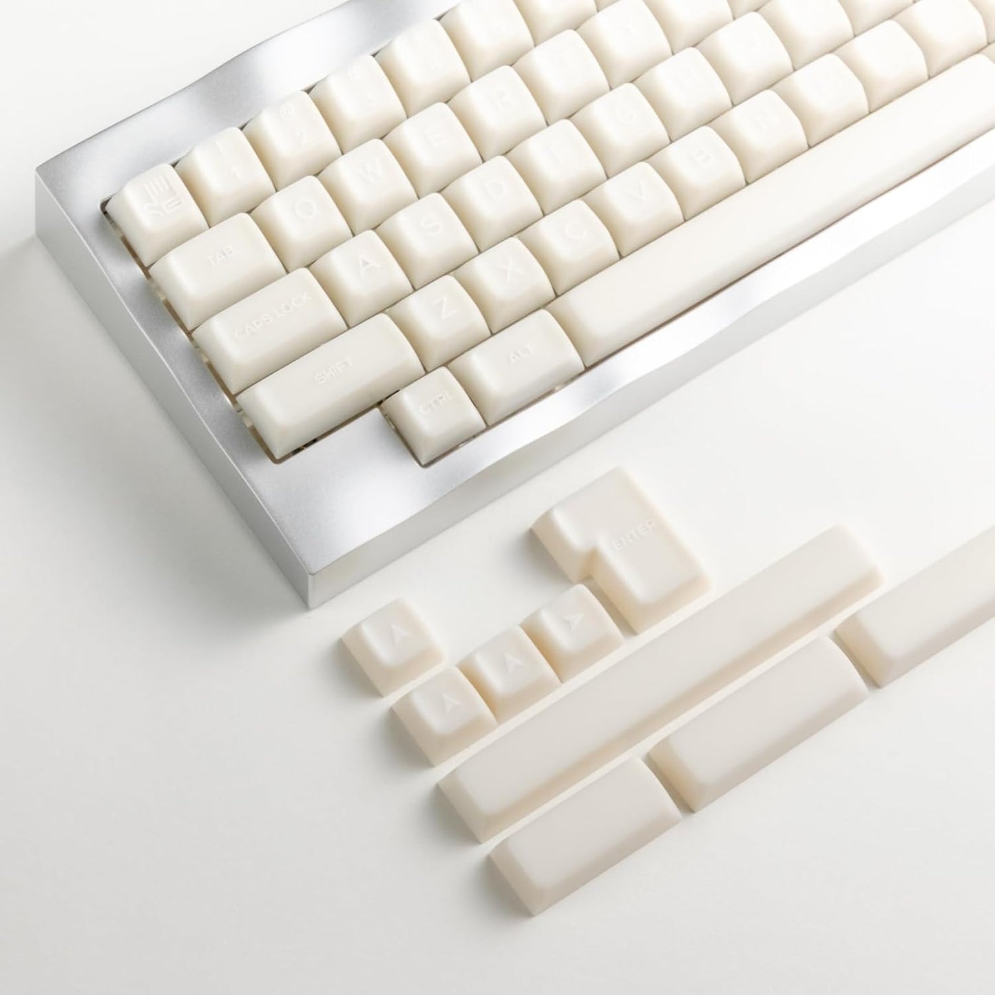 ULTRAEQUIP White Jade Keycaps, 160 Keys Double Shot PBT Keycaps RSA Profile, Translucent Shine Through, Custom Set with Split 7U Spacebar for Alice ISO ANSI 60, 75, 80, 95, 100% Mechanical Keyboard
