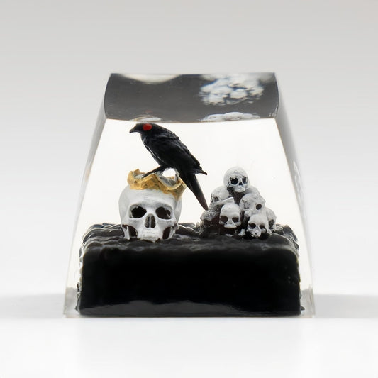 Artisan Keycaps Raven&Crow Resin Skull keycap ESC Custom Keycap 1U SA Prolfile Handmade Keycaps for MX Switch Mechanical Keyboards Key Cap (King_Skull)
