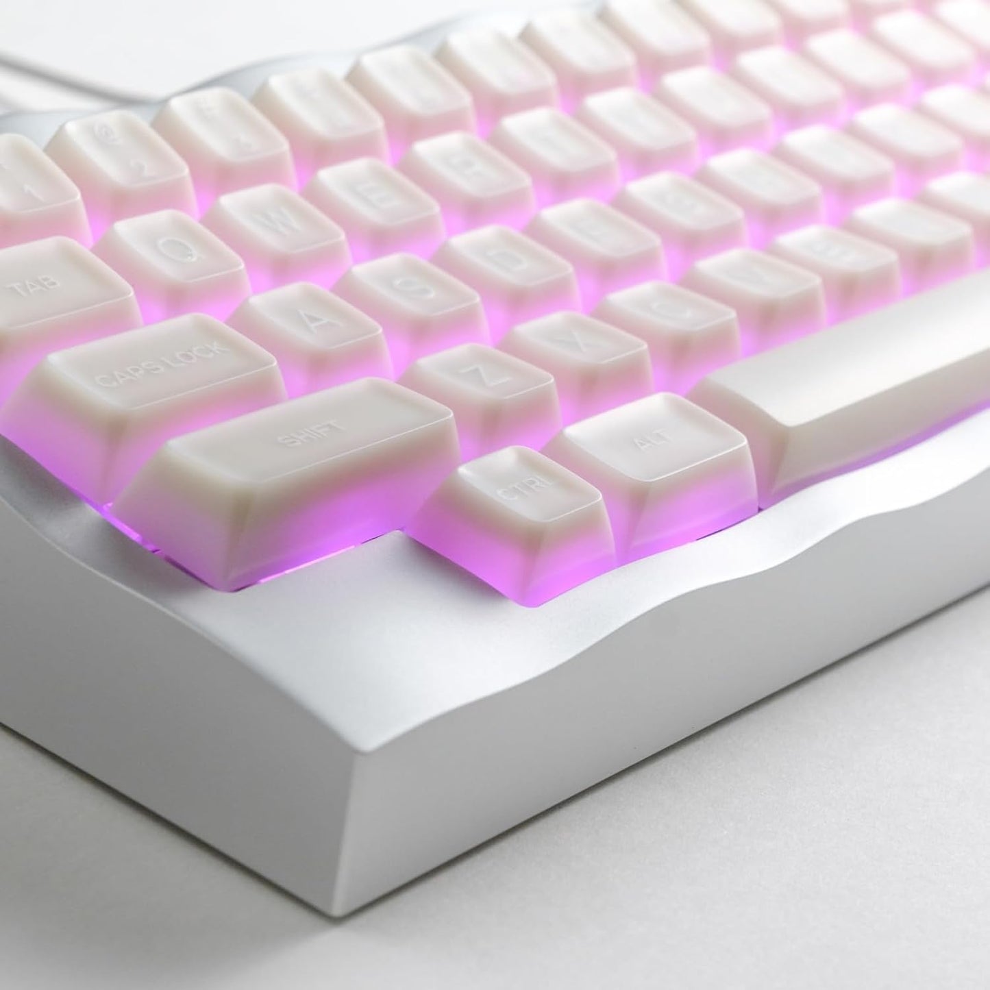 ULTRAEQUIP White Jade Keycaps, 160 Keys Double Shot PBT Keycaps RSA Profile, Translucent Shine Through, Custom Set with Split 7U Spacebar for Alice ISO ANSI 60, 75, 80, 95, 100% Mechanical Keyboard