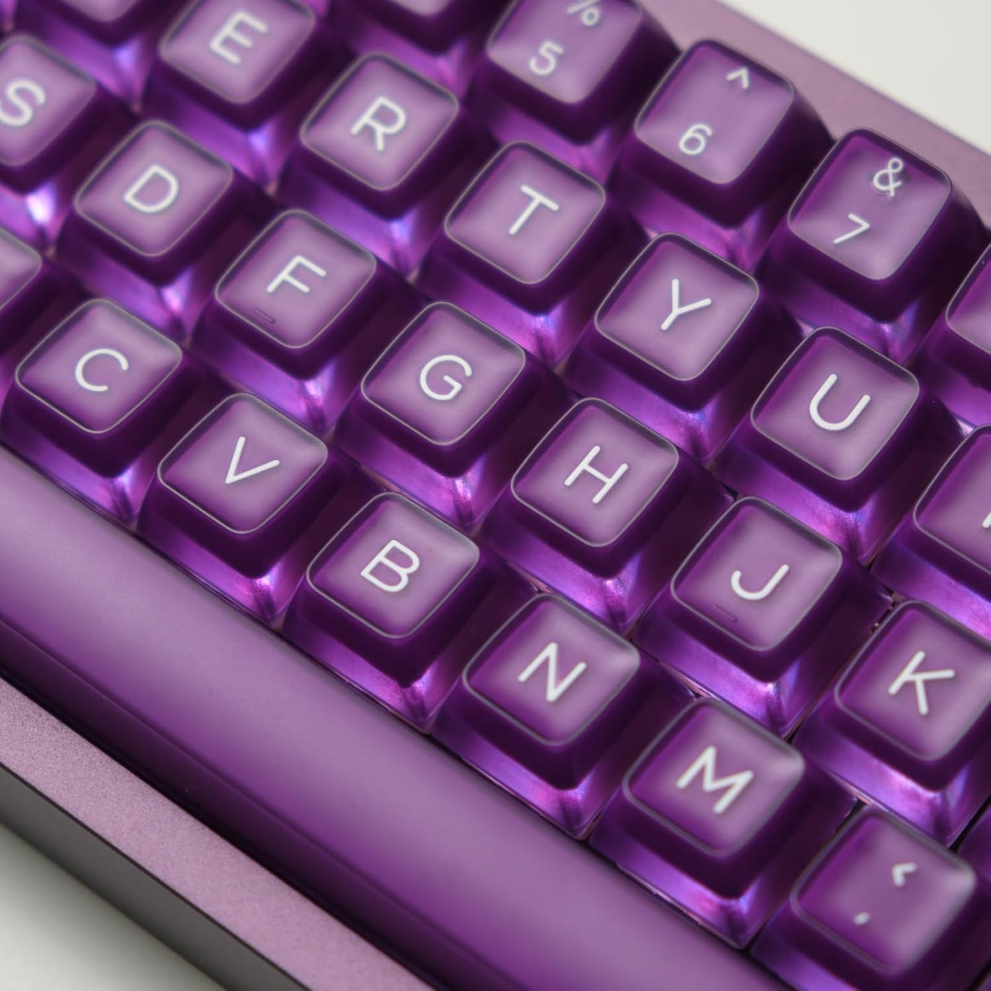 ULTRAEQUIP Purple Jade Keycaps - Double Shot PBT, RSA Profile, Translucent, Custom Set for Mechanical Keyboard