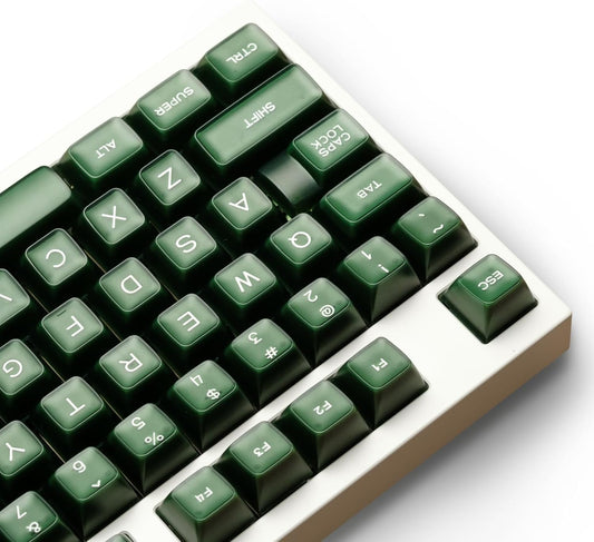 Emerald Jade Keycaps 142 Keys Double Shot PBT Keycaps RSA Profile, Translucent Green Shine Through, Custom Set for ISO ANSI 60, 75, 80, 95, 100% Mechanical Keyboard