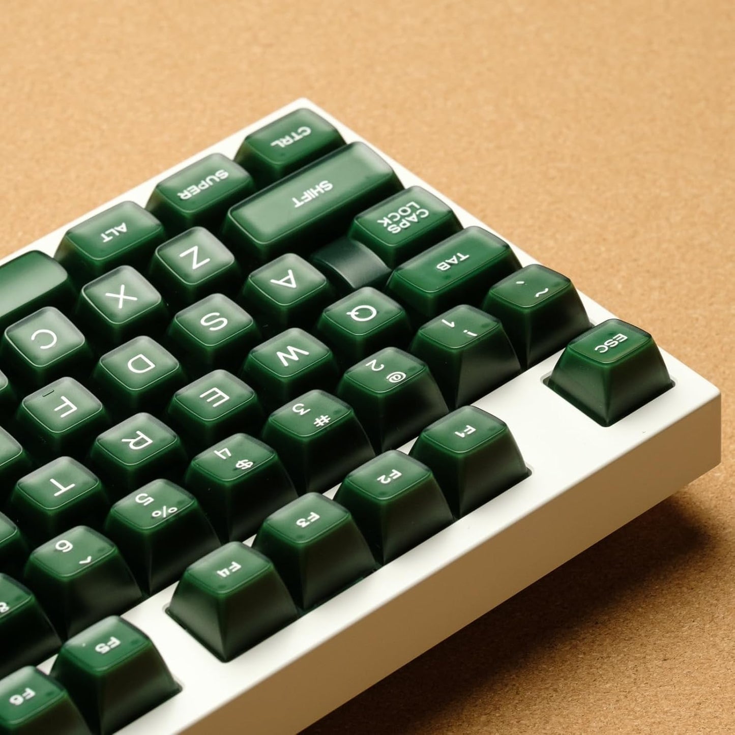 Emerald Jade Keycaps 142 Keys Double Shot PBT Keycaps RSA Profile, Translucent Green Shine Through, Custom Set for ISO ANSI 60, 75, 80, 95, 100% Mechanical Keyboard